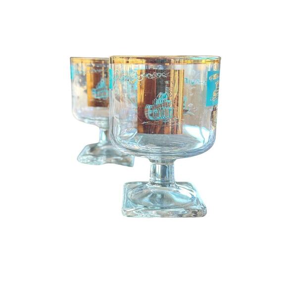 Set of 4 Vintage Southern Comfort Steamboat Glasses – Mid 50s  Bar with Gold Rim - Picture 3 of 12